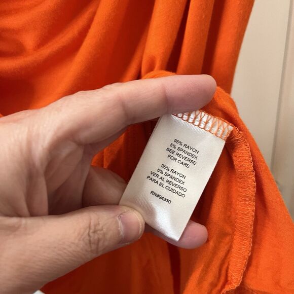 One A Orange Scoop Drape Neck Sleeveless Top Stretch Womens Size M - Picture 5 of 9